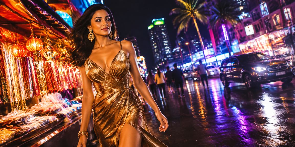 Mumbai night market with mobile bonus registration concept